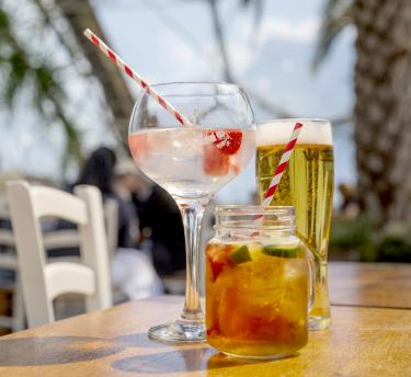 Drinks on a table in the Med Biome